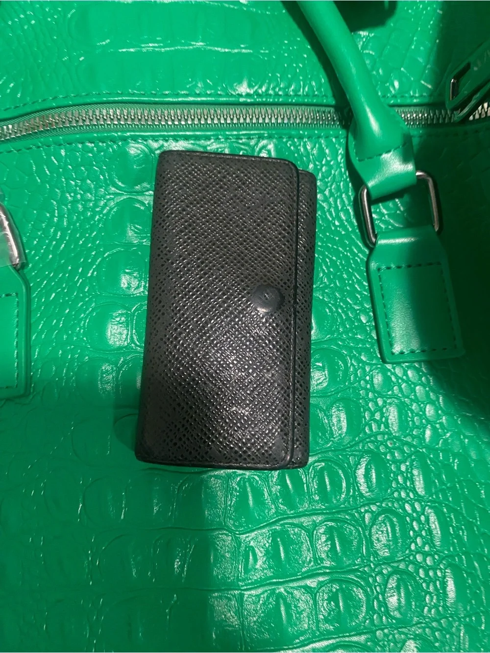 Louis Vuitton Black Textured Leather Key Pouch